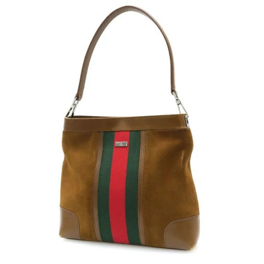 Gucci Sherry Line shoulder bag brown suede leather